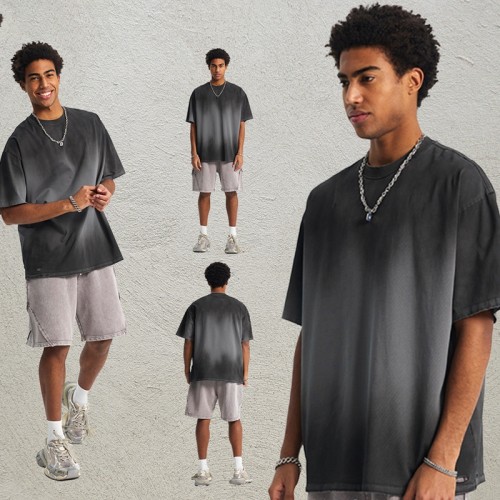 Men's Spray-Dye Vintage Short Sleeve T-Shirt | Washed and Distressed |Custom Streetwear Manufacturer