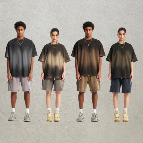 Men's Spray-Dye Vintage Short Sleeve T-Shirt | Washed and Distressed |Custom Streetwear Manufacturer