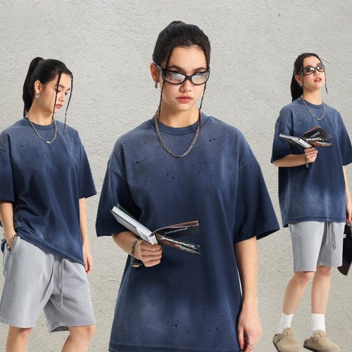 American Trendy  Men's Splatter Spray Vintage Tee | Spray Ink and Washed Design | Custom Streetwear