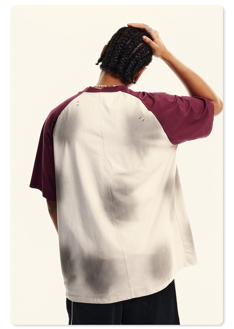 Distressed Vintage Color-Block T-shirt