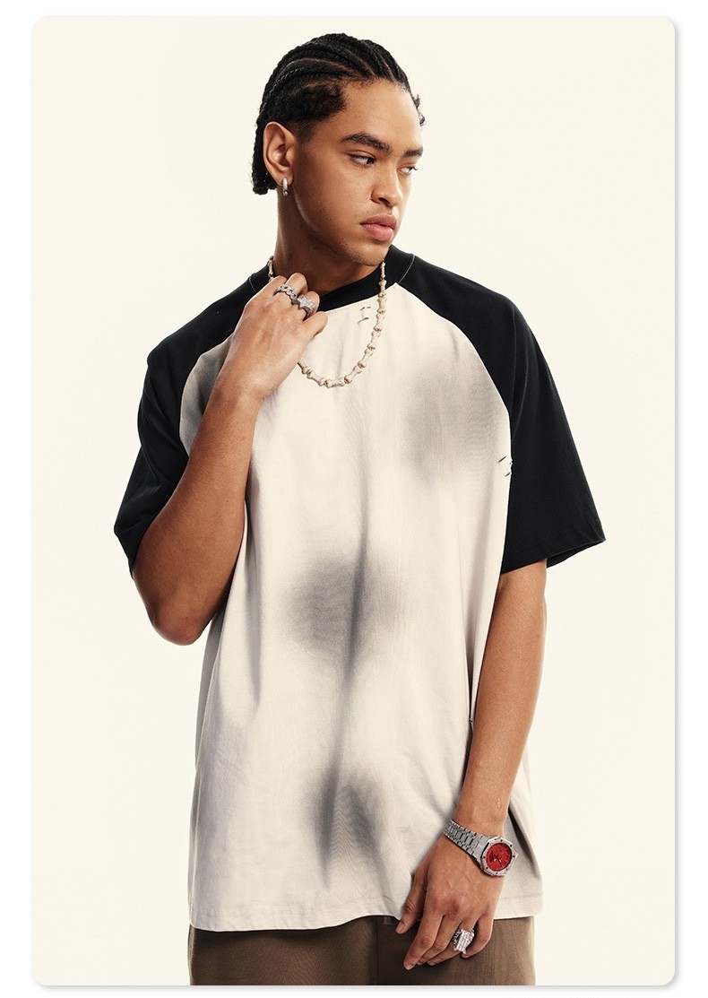 Distressed Vintage Color-Block T-shirt