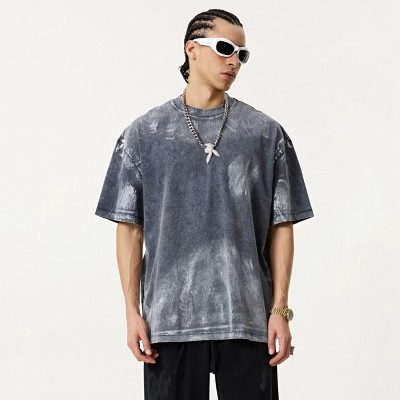 Oversized Washed Tee | Sprayed and Fade Effect | Pure Cotton Relaxed Fit | Custom Streetwear
