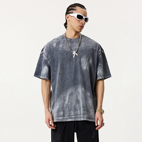 Oversized Washed Tee | Sprayed and Fade Effect | Pure Cotton Relaxed Fit | Custom Streetwear