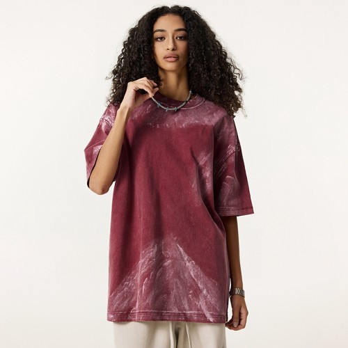 Oversized Washed Tee | Sprayed and Fade Effect | Pure Cotton Relaxed Fit | Custom Streetwear
