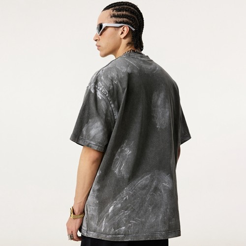 Oversized Washed Tee | Sprayed and Fade Effect | Pure Cotton Relaxed Fit | Custom Streetwear