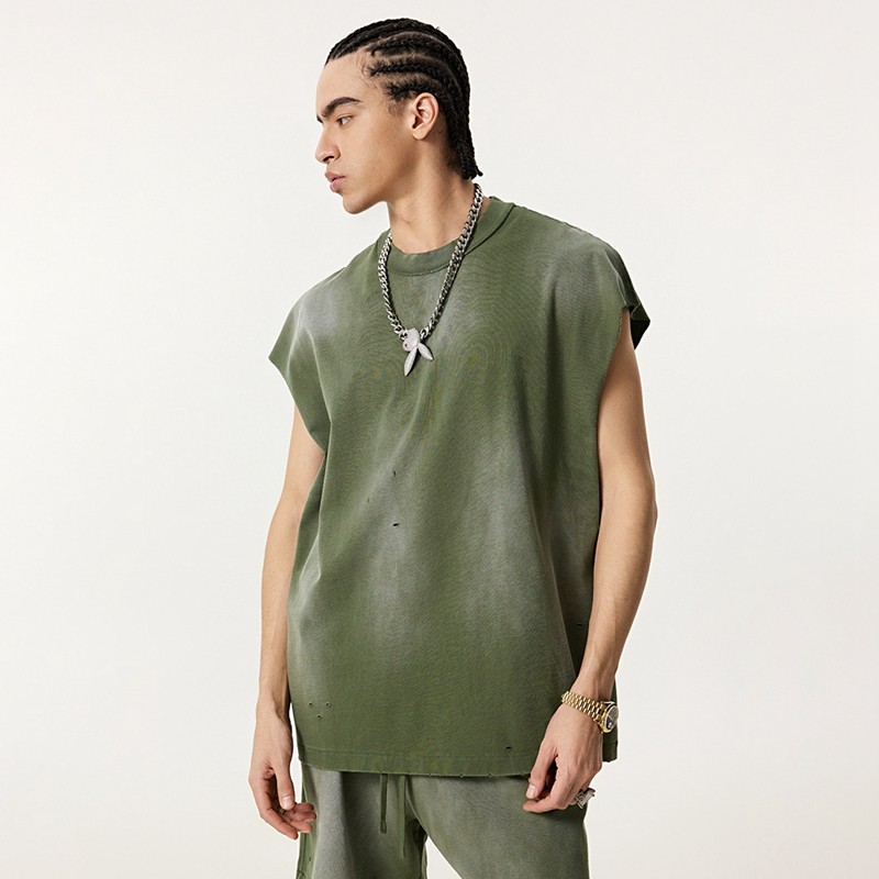 American Distressed Sleeveless Vest