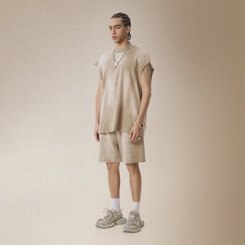 American Distressed Sleeveless Vest | Ripped and Frayed Edge | Athletic Street Style | Custom Streetwear