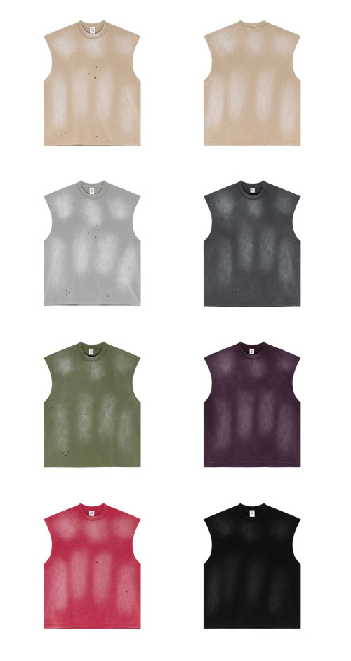 American Distressed Sleeveless Vest | Ripped and Frayed Edge | Athletic Street Style | Custom Streetwear