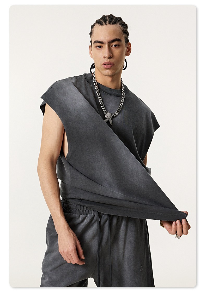 American Distressed Sleeveless Vest