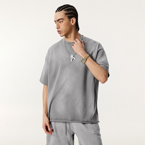 Vintage Sun Faded Oversized T shirt | Pure Cotton and Raw Edge | Summer Street Style | OEM Streetwear