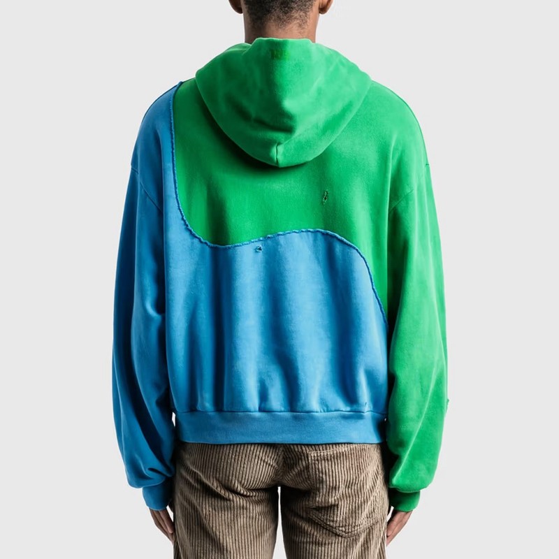 Patchwork Distressed Swirl Hoodie