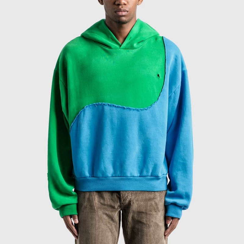 Patchwork Distressed Swirl Hoodie