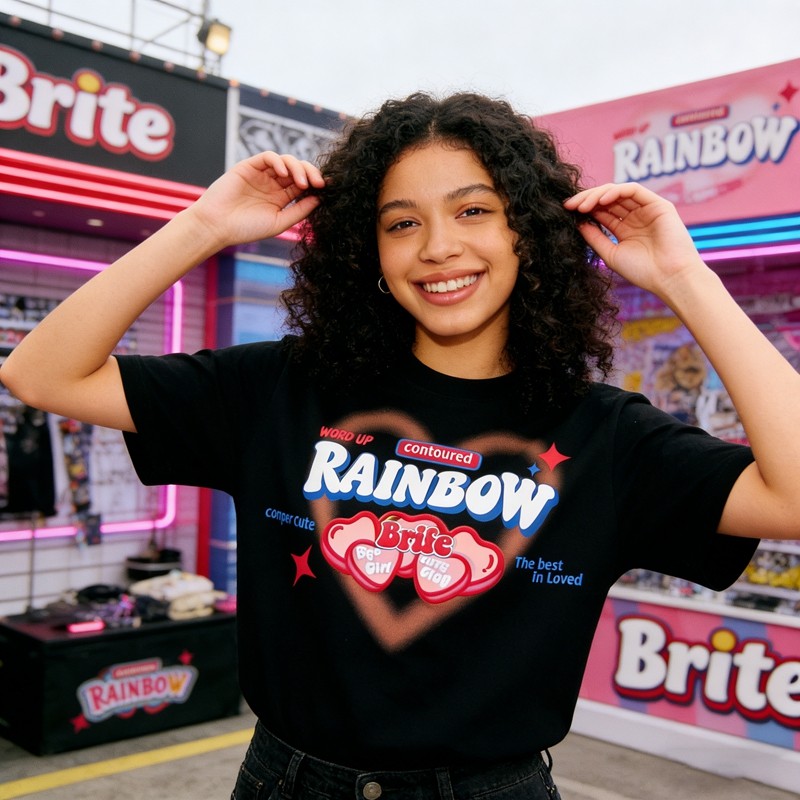 Rainbow Heart Pure Cotton T-shirt