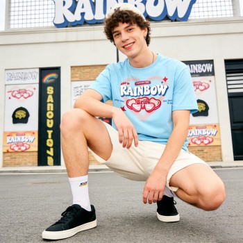 Rainbow Heart Pure Cotton T-shirt | DTG Print and Puff Printing | Custom Streetwear Manufacturer