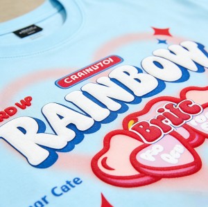 Rainbow Heart Pure Cotton T-shirt | DTG Print and Puff Printing | Custom Streetwear Manufacturer