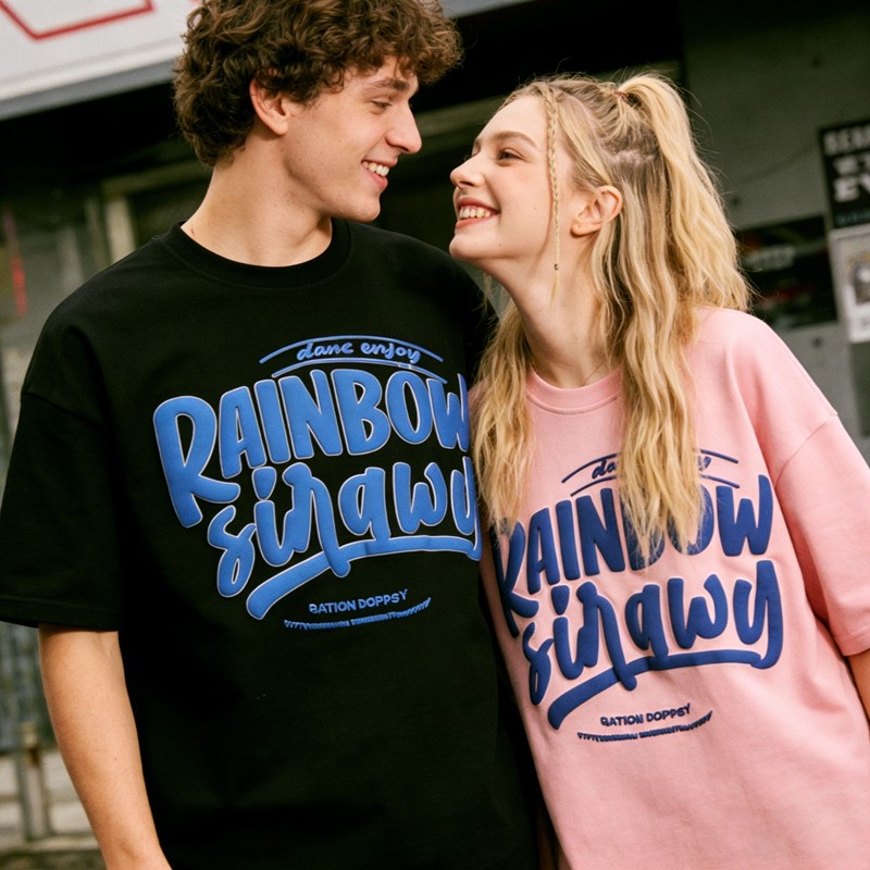 3D Puff Print Rainbow T shirt