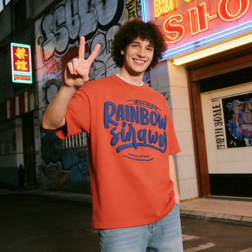 3D Puff Print Rainbow T shirt | Cotton | Casual Wear | Custom Streetwear Manufacturer