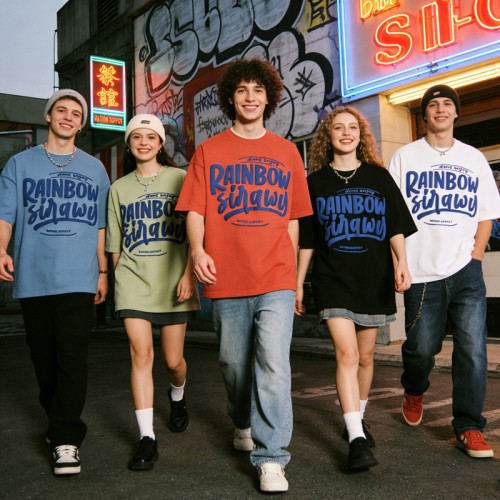 3D Puff Print Rainbow T shirt | Cotton | Casual Wear | Custom Streetwear Manufacturer