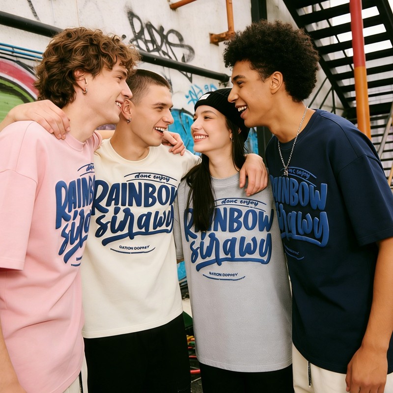 3D Puff Print Rainbow T shirt