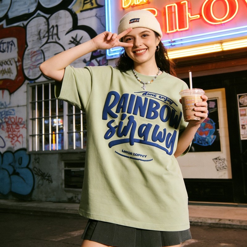 3D Puff Print Rainbow T shirt