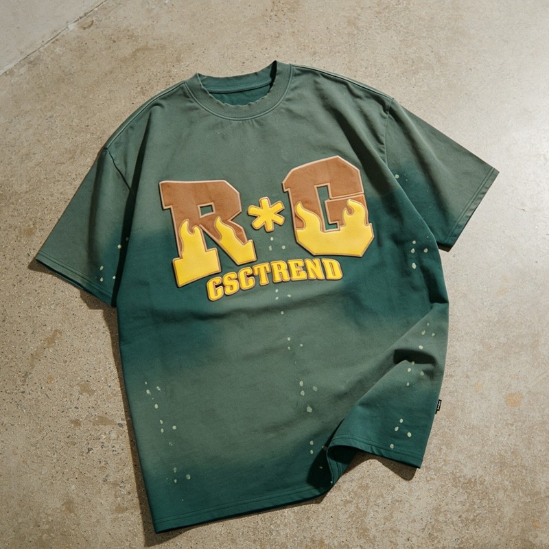 Sun Faded Splatter Paint Puff Print T-shirt