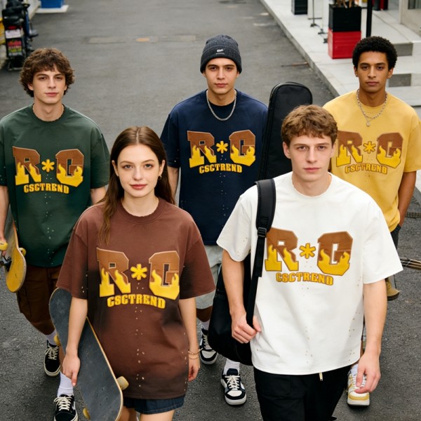 Sun Faded Splatter Paint Puff Print T-shirt | Pure Cotton | Street Fashion | OEM Streetwear