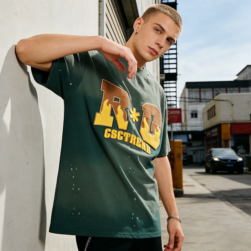 Sun Faded Splatter Paint Puff Print T-shirt