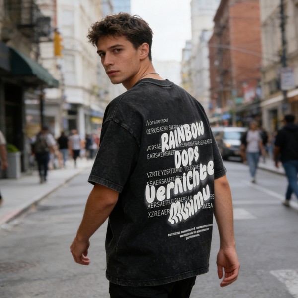 Vintage Wash 3D Puff Print T-shirt | Cotton | Streetwear Style | Custom Clothing Manufacturer