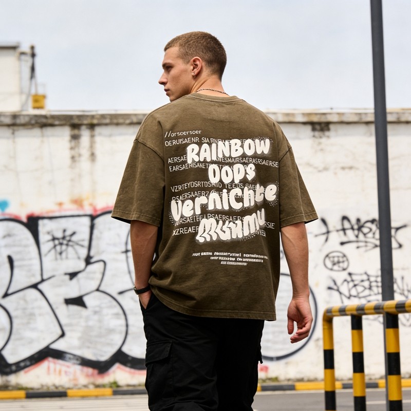 Vintage Wash 3D Puff Print T-shirt