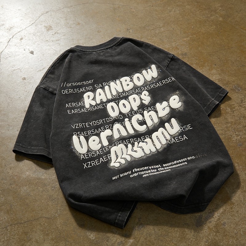 Vintage Wash 3D Puff Print T-shirt