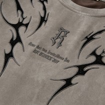 Suede Fleece Embroidered Washed T-Shirt | Vintage Look | Soft Suede, Oversized Fit | OEM Streetwear