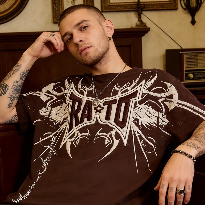 Brown Embroidered T-Shirt