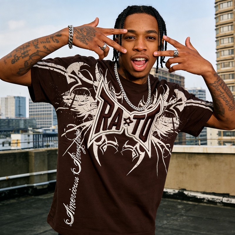 Brown Embroidered T-Shirt