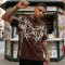 Brown Embroidered T-Shirt | Retro Street Aesthetic | Oversized Fit | Streetwear Manufacturer