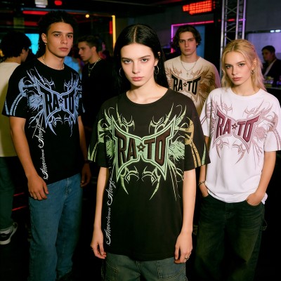 Brown Embroidered T-Shirt | Retro Street Aesthetic | Oversized Fit | Streetwear Manufacturer