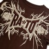Brown Embroidered T-Shirt | Retro Street Aesthetic | Oversized Fit | Streetwear Manufacturer
