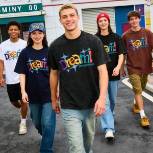 Distressed Washed Colorful Dream Embroidered T-Shirt | Pure Cotton and Oversized Fit | Custom Streetwear