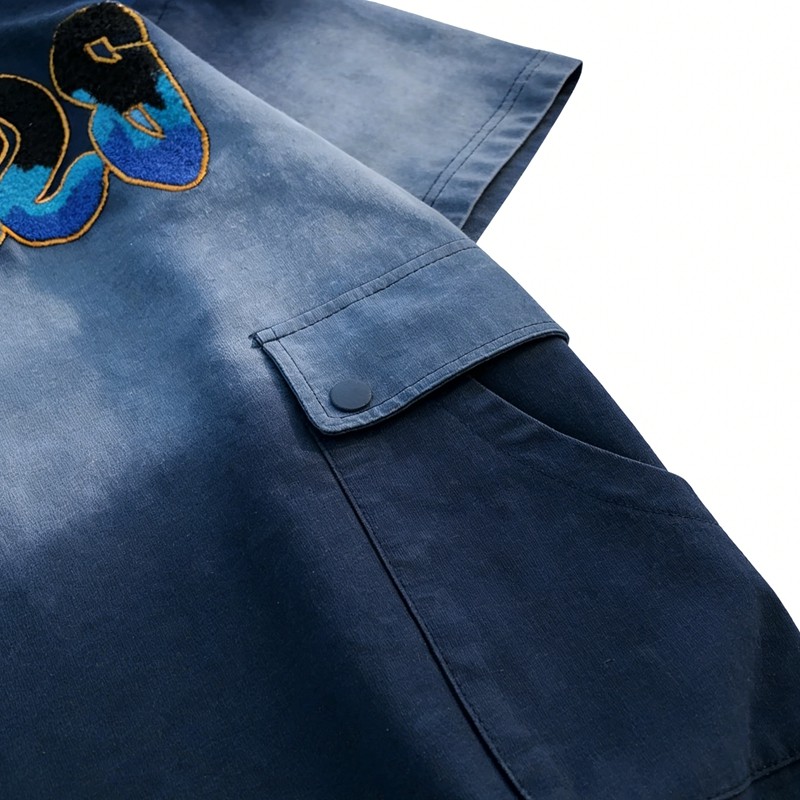 Sun Faded Gradient Towel Embroidery T-Shirt