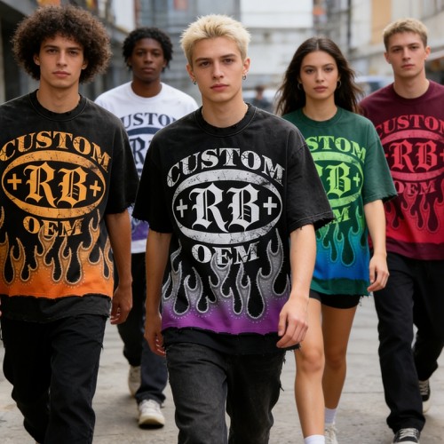 Vintage Washed Distressed T-Shirt | Screen Print and Rhinestone | Custom Streetwear Manufacturer