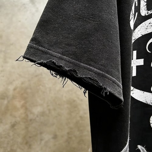 Vintage Washed Distressed T-Shirt | Screen Print and Rhinestone | Custom Streetwear Manufacturer