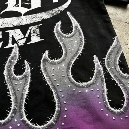 Vintage Washed Distressed T-Shirt | Screen Print and Rhinestone | Custom Streetwear Manufacturer