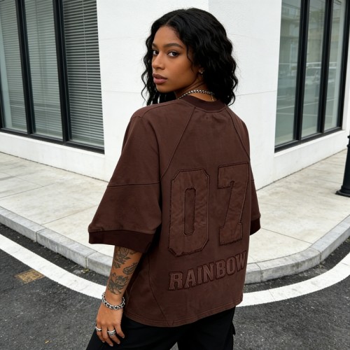 Applique Number 07 Streetwear T-Shirt | Heavyweight Cotton | Oversized Fit | OEM Streetwear