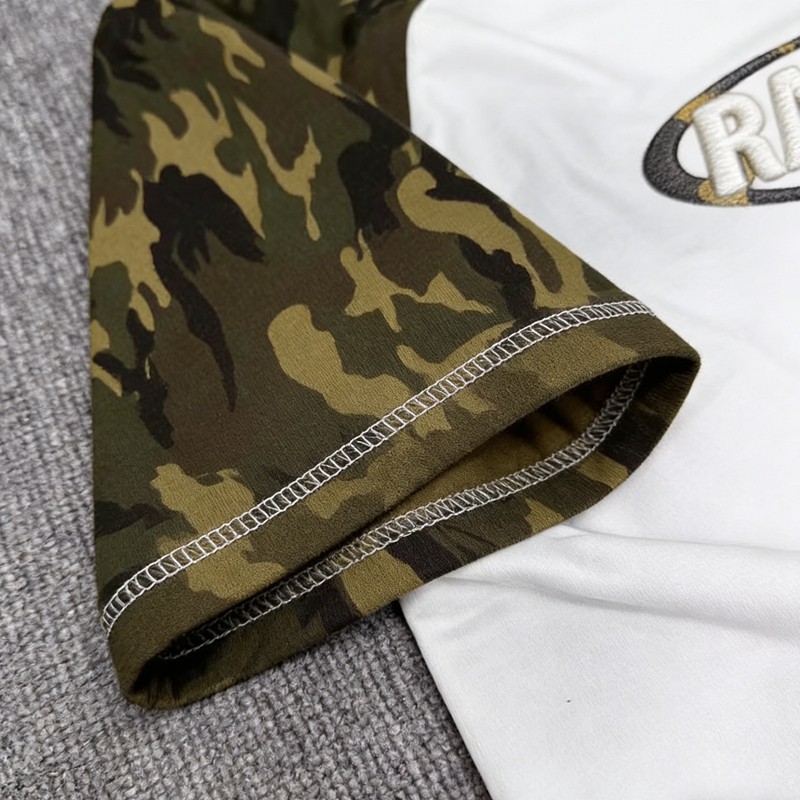 3D Embroidery Camo Raglan T-Shirt