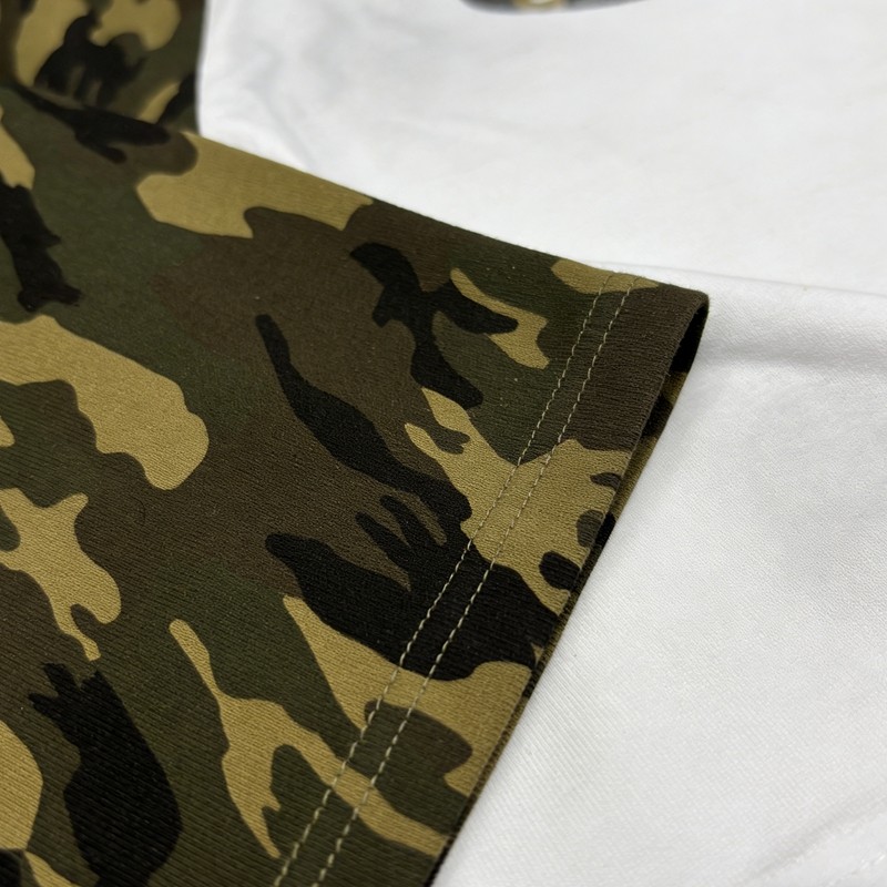3D Embroidery Camo Raglan T-Shirt