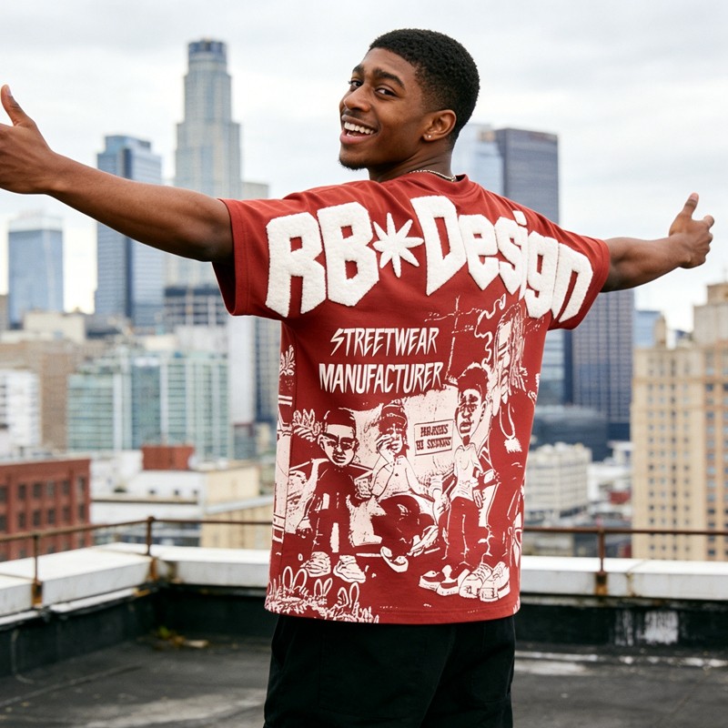 Towel Embroidery Direct Injection Print T-Shirt