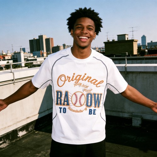 3D Embroidery Baseball-themed T-shirt | Oversized Fit | Sports and Casual Wear | OEM Streetwear