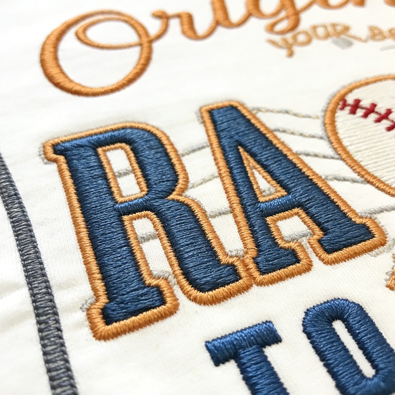 3D Embroidery Baseball-themed T-shirt