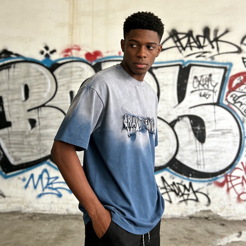 Spray Color Embroidered T-Shirt