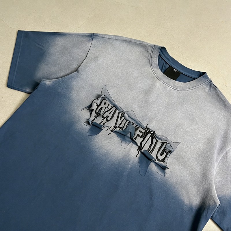 Spray Color Embroidered T-Shirt