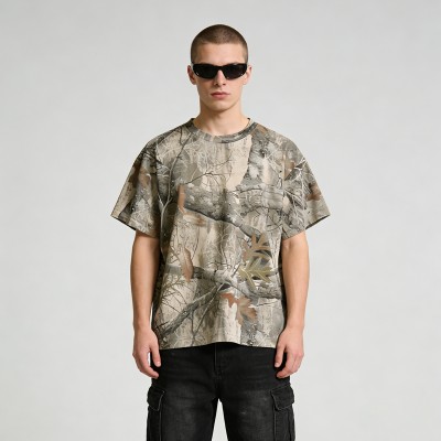 Sublimation Print Tree Camo T-Shirt | Lightweight and Breathable | High-Quality Polyester | Custom Streetwear Manufacturer